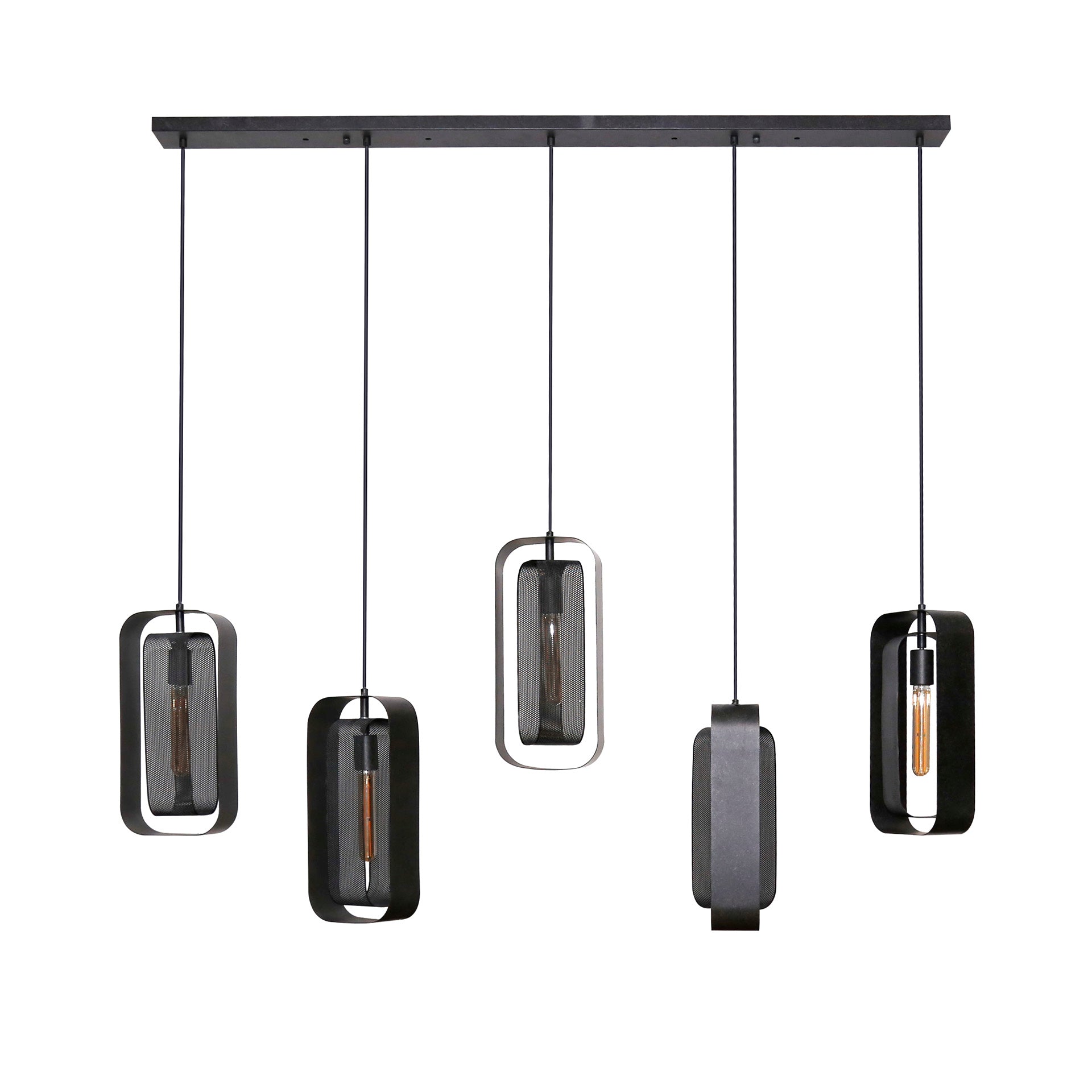 Pendant Light "Venalis" – 5 Lights with Rotatable Grid Lampshades and Individually Height Adjustable