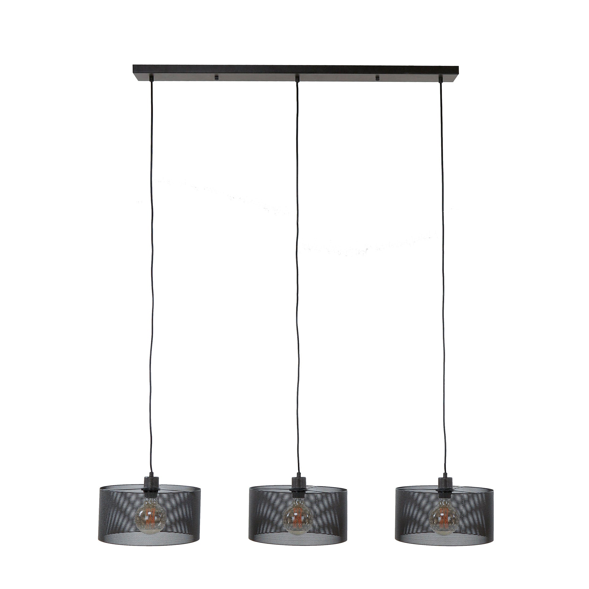 Pendant Lamp "Doralyn" – With 3 Lights and Cylindrical Lampshades in Mesh Design