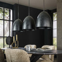 Aliora pendant light - With 3 lights in a dark gray bell shape in a mesh design