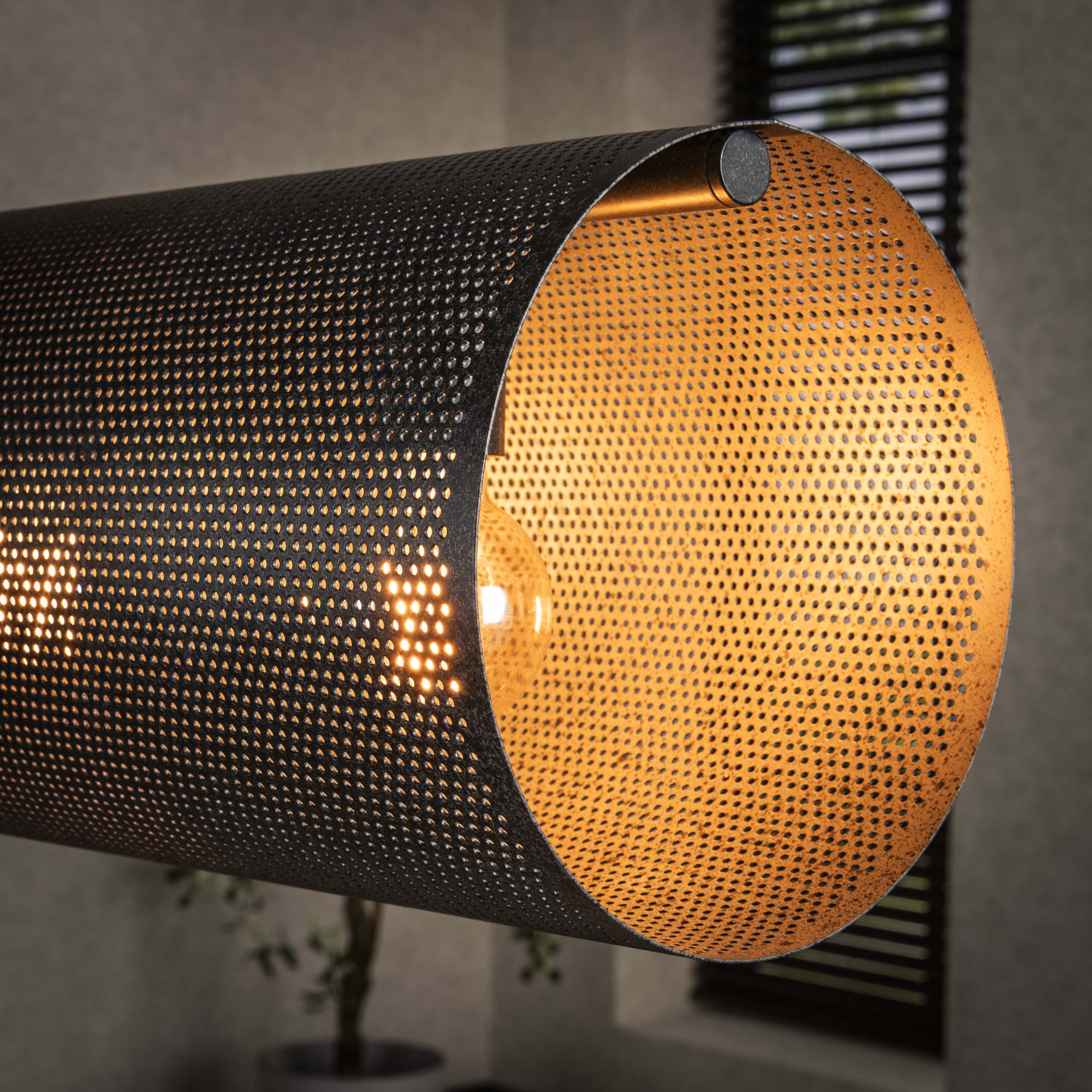 Pendant Light "Nerissa" – With 5 Lights in Horizontal Tube-Mesh Design in Black