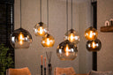 Pendant Light "Olivara – 7 spherical glass shades in amber, chrome and Light Gray