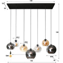 Pendant Light "Olivara – 7 spherical glass shades in amber, chrome and Light Gray