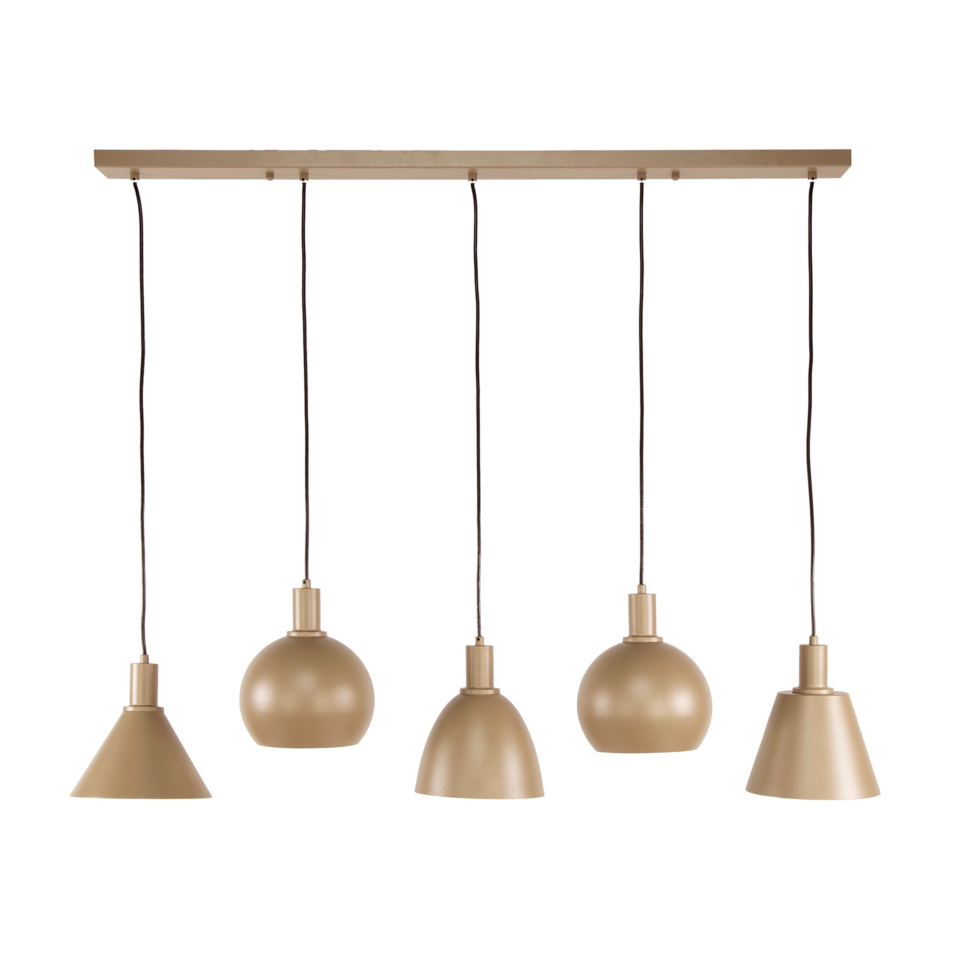 Pendant Light "Lumiselle" – 5 Metal Lights in Different Shapes in Beige or Bronze