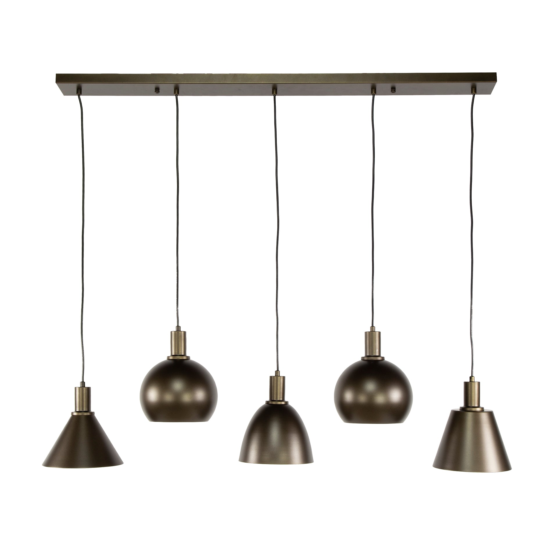 Pendant lamp Bravino – Five metal shades in Brown or Beige (five-light)