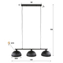 Pendant Light Orvella – 3 metal lights on a support tube with a ribbed surface