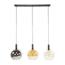 Pendant Light "Seralis – 3 glass shades in chrome, amber and transparent with metal fitting
