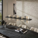 Pendant Light "Calivon – 10 cylindrical glass shades in amber and chrome look