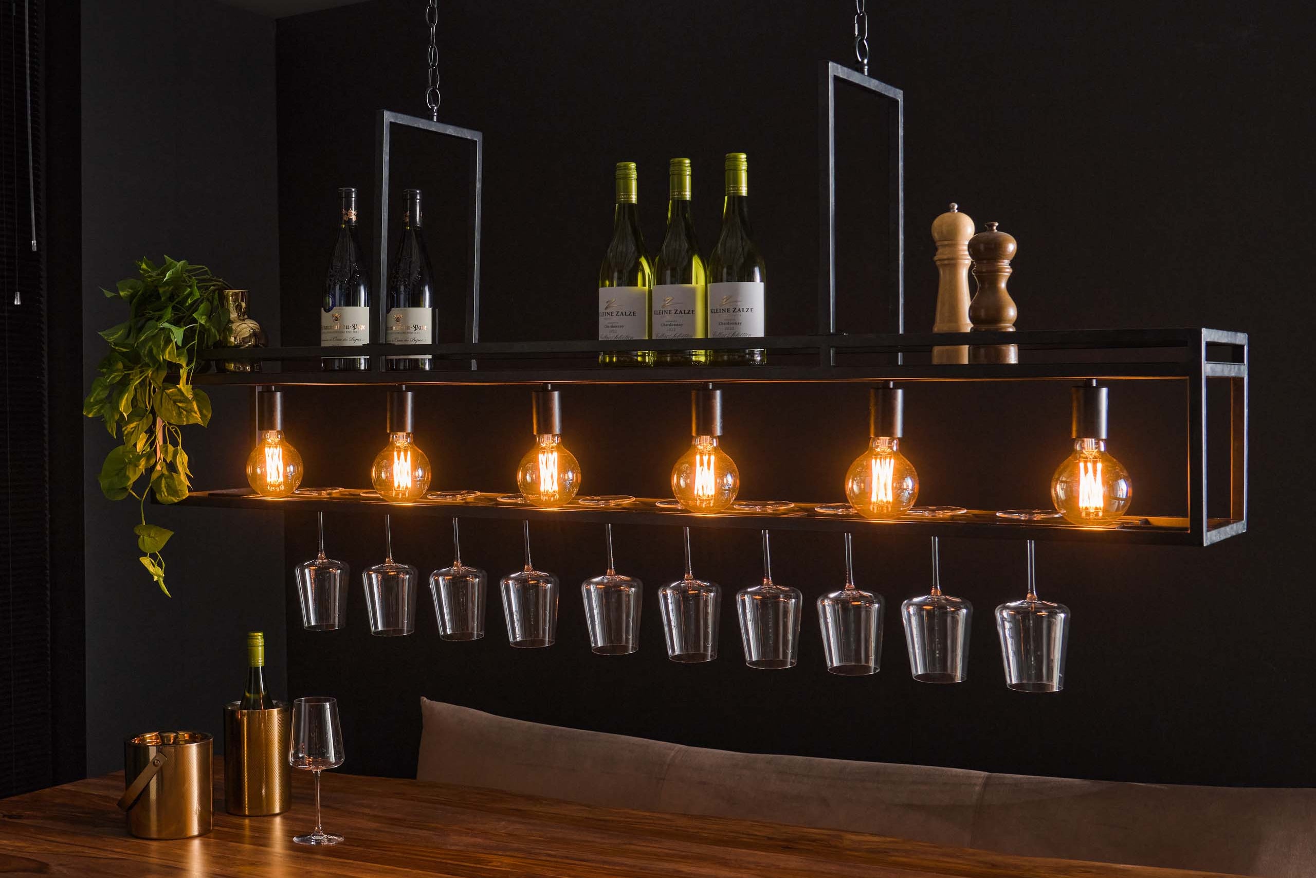 Pendant Light "Talor" – 6 Sockets with Sturdy Metal Frame in Coal Gray