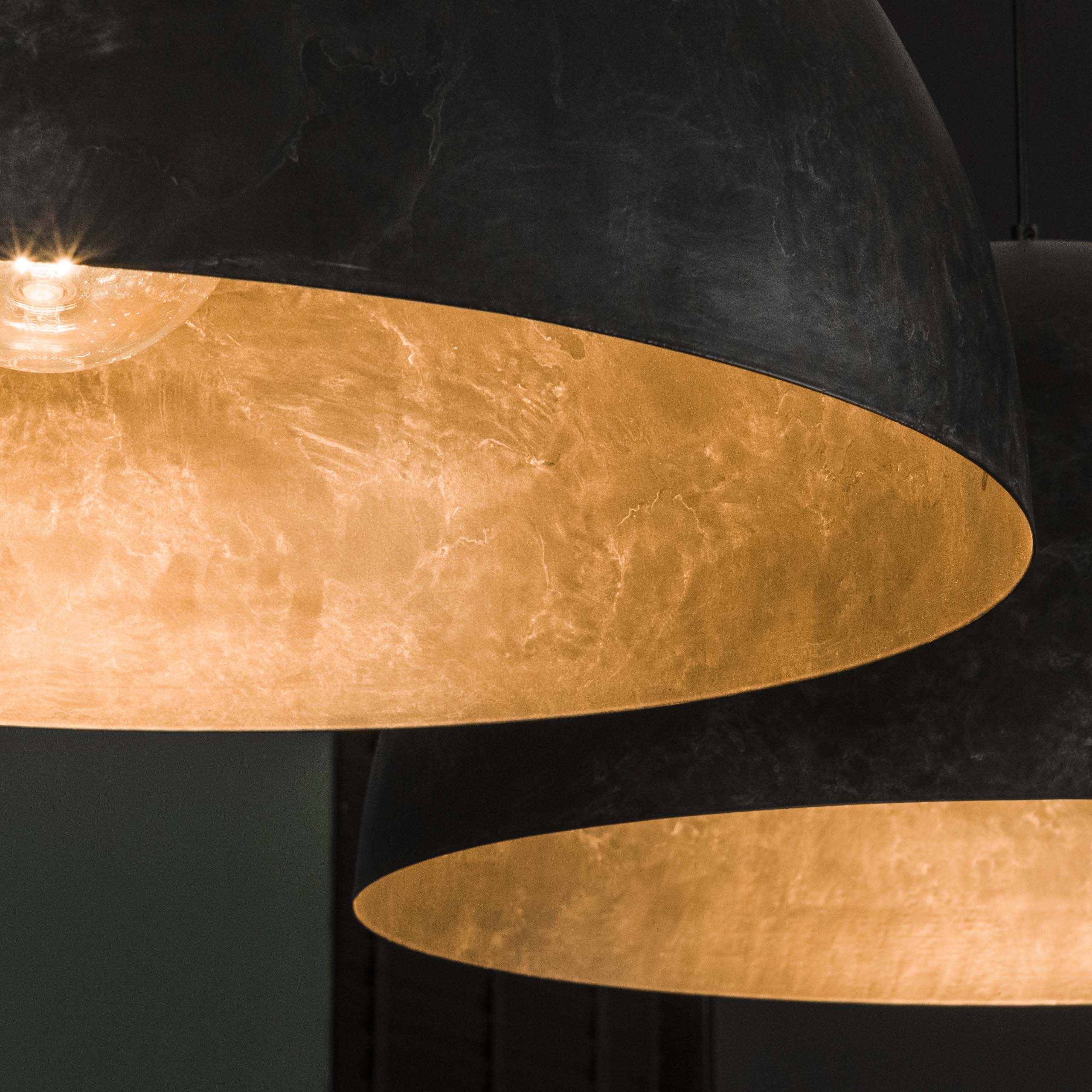 Pendant Lamp "Elandra" – 2 Lights with 60cm Large Dome-Shaped Lampshades in Dark Gray