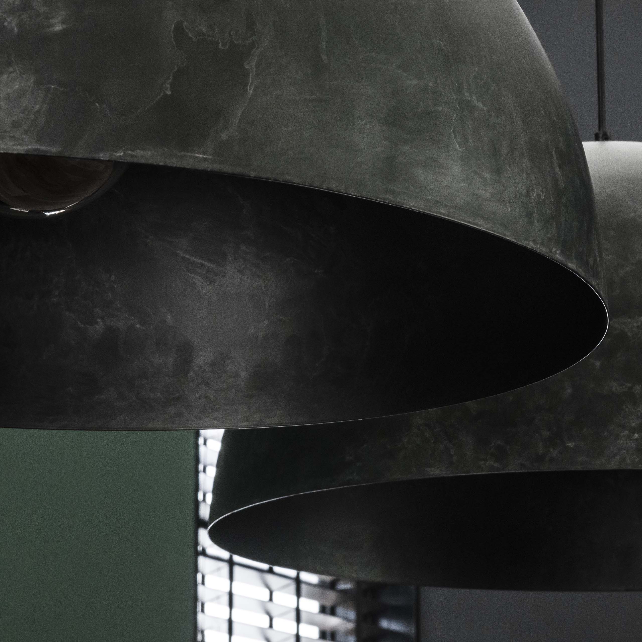 Pendant Lamp "Elandra" – 2 Lights with 60cm Large Dome-Shaped Lampshades in Dark Gray