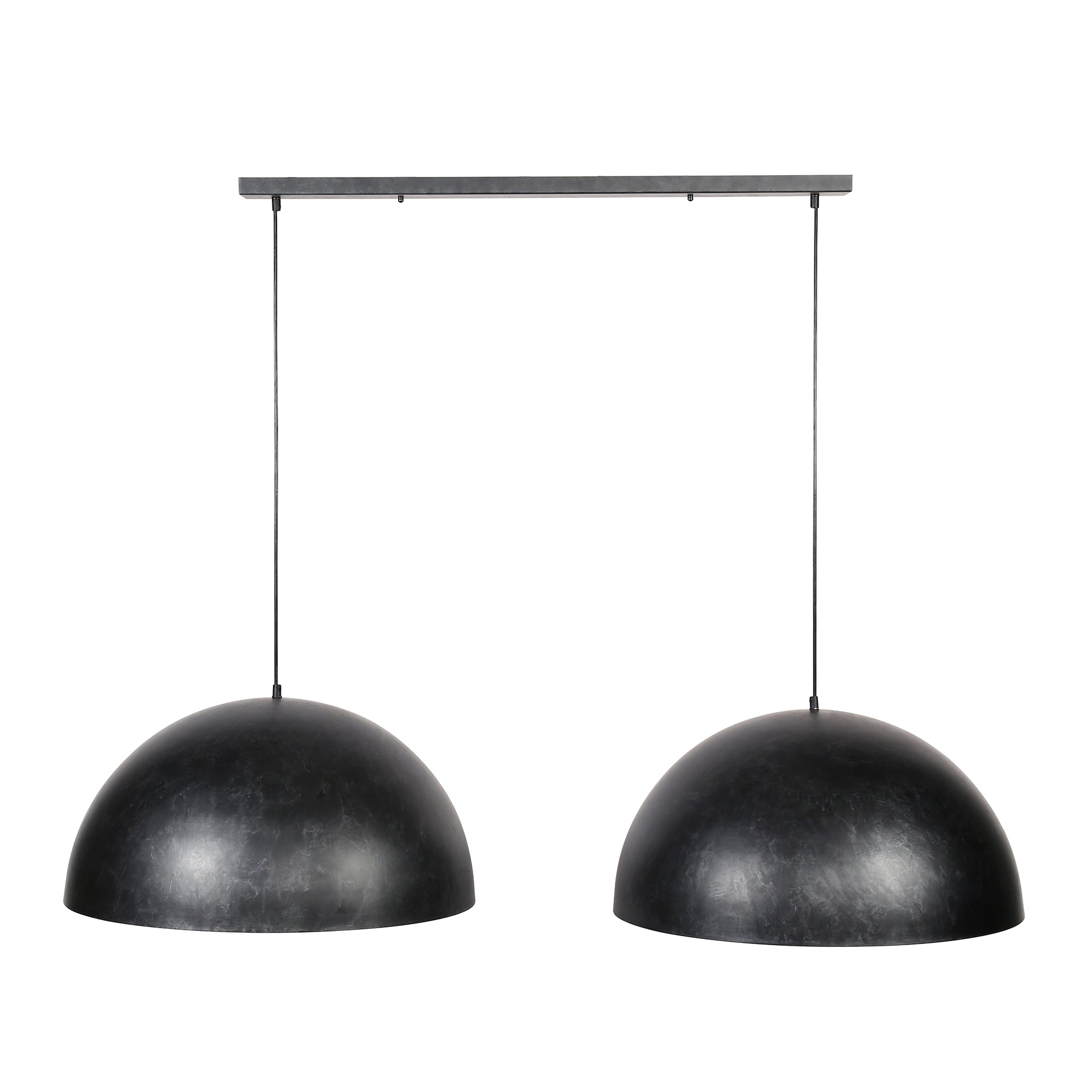 Pendant Lamp "Elandra" – 2 Lights with 60cm Large Dome-Shaped Lampshades in Dark Gray