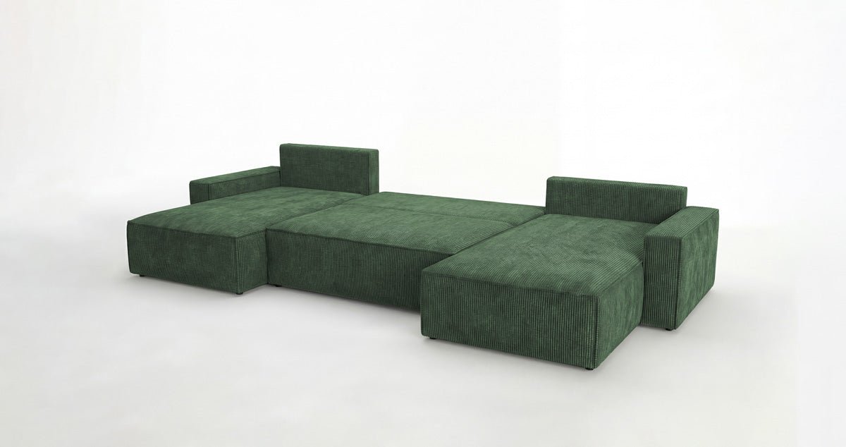 Designer Sofa Vienna U with Sleeper Function and Storage in Corduroy