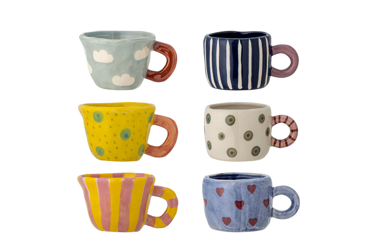 Cup Set "Colorful" – Hand-Painted Stoneware (6-Piece)