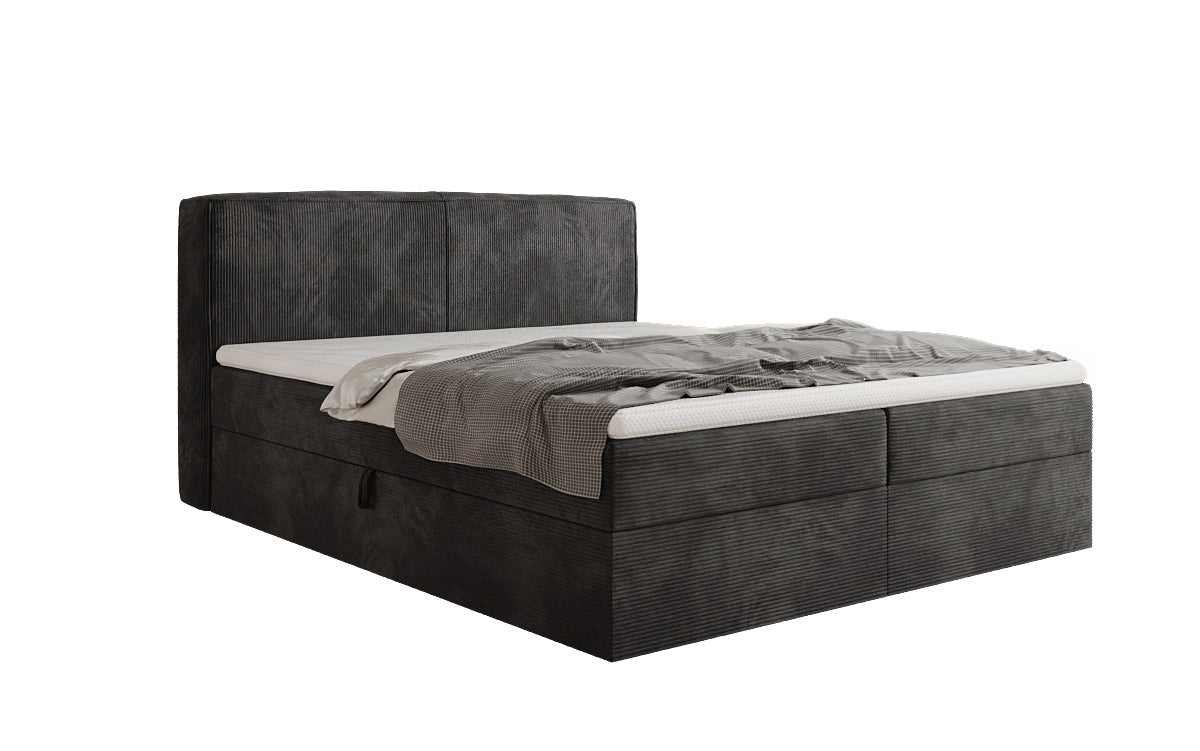 Box spring bed Marea in Corduroy with storage space