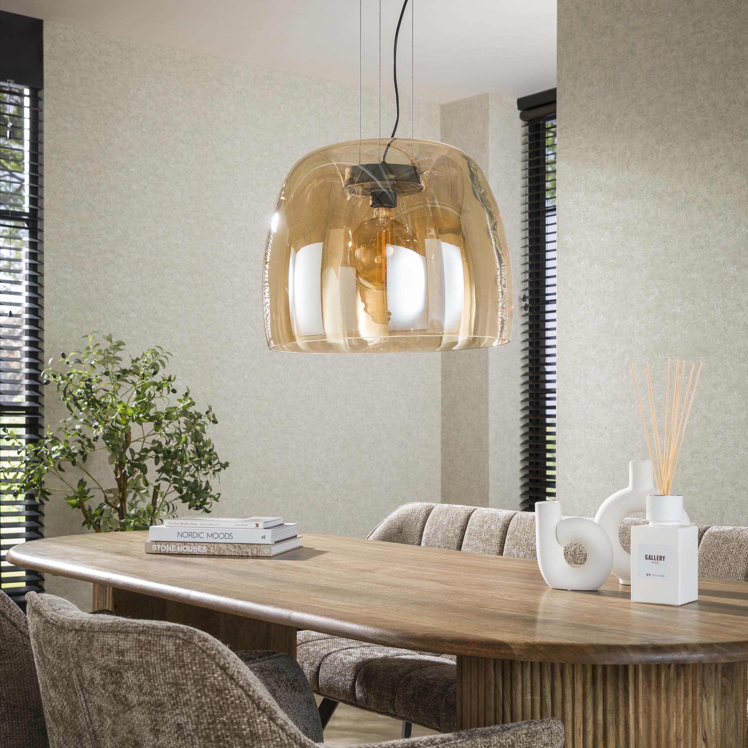 Pendant Lamp "Avernis" – Large Lampshade Available in Amber, Copper, and Chrome Variants