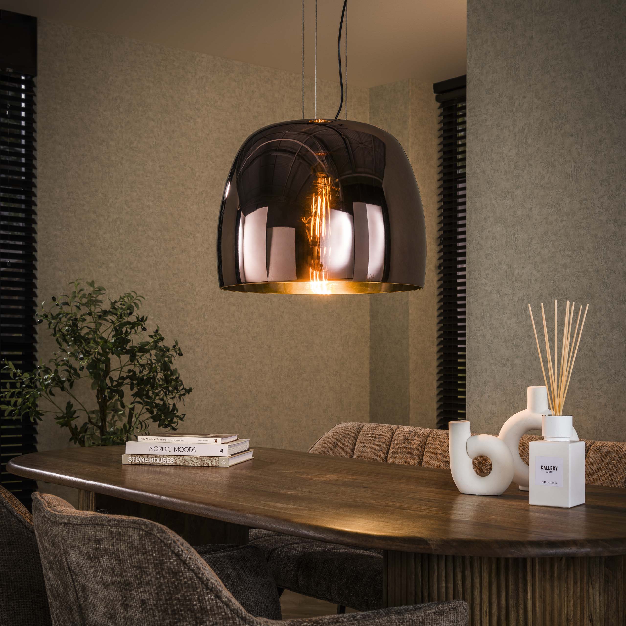 Pendant Lamp "Avernis" – Large Lampshade Available in Amber, Copper, and Chrome Variants