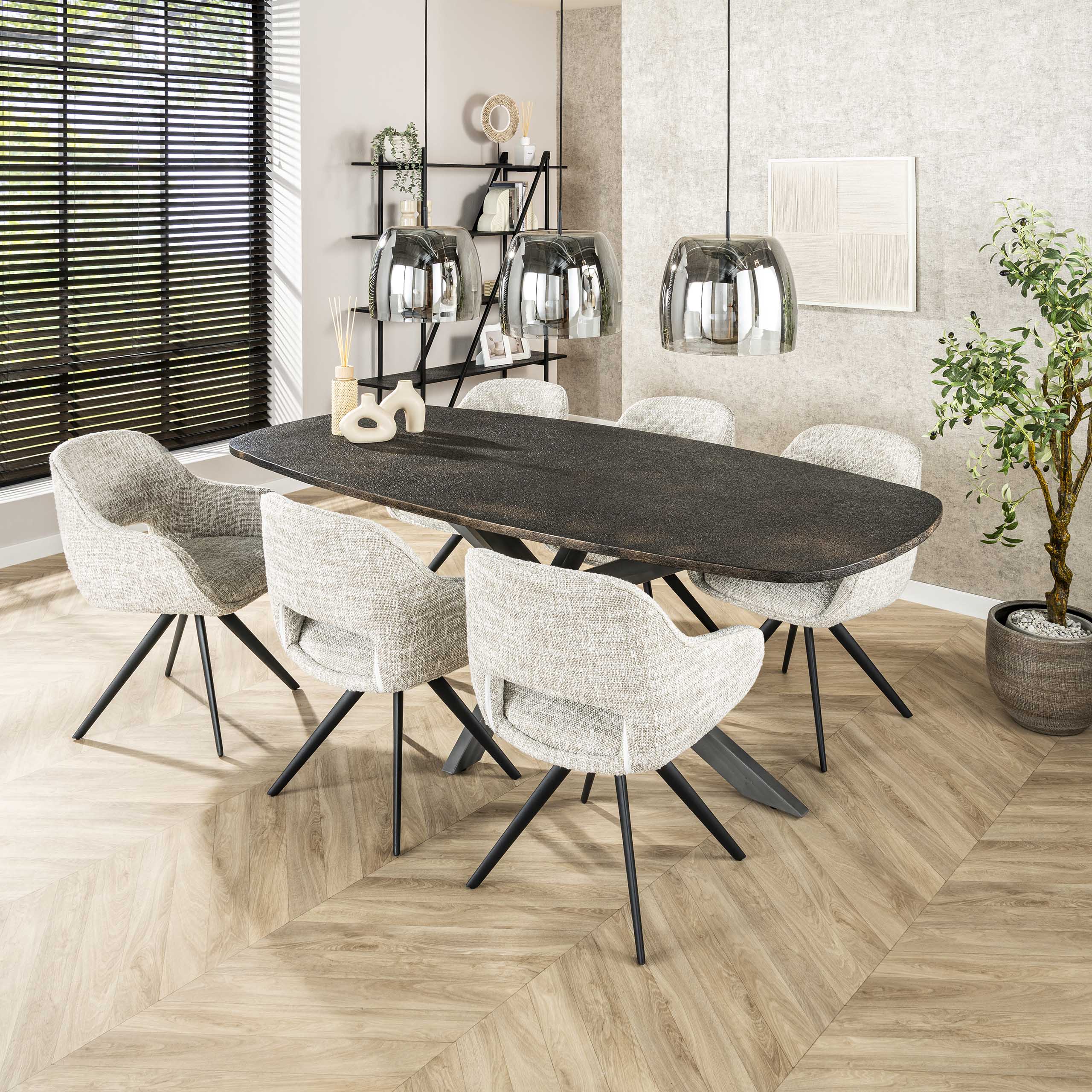 Pendant Light "Cirella" – 3 Lights with Large Lampshades Made of Chrome Glass