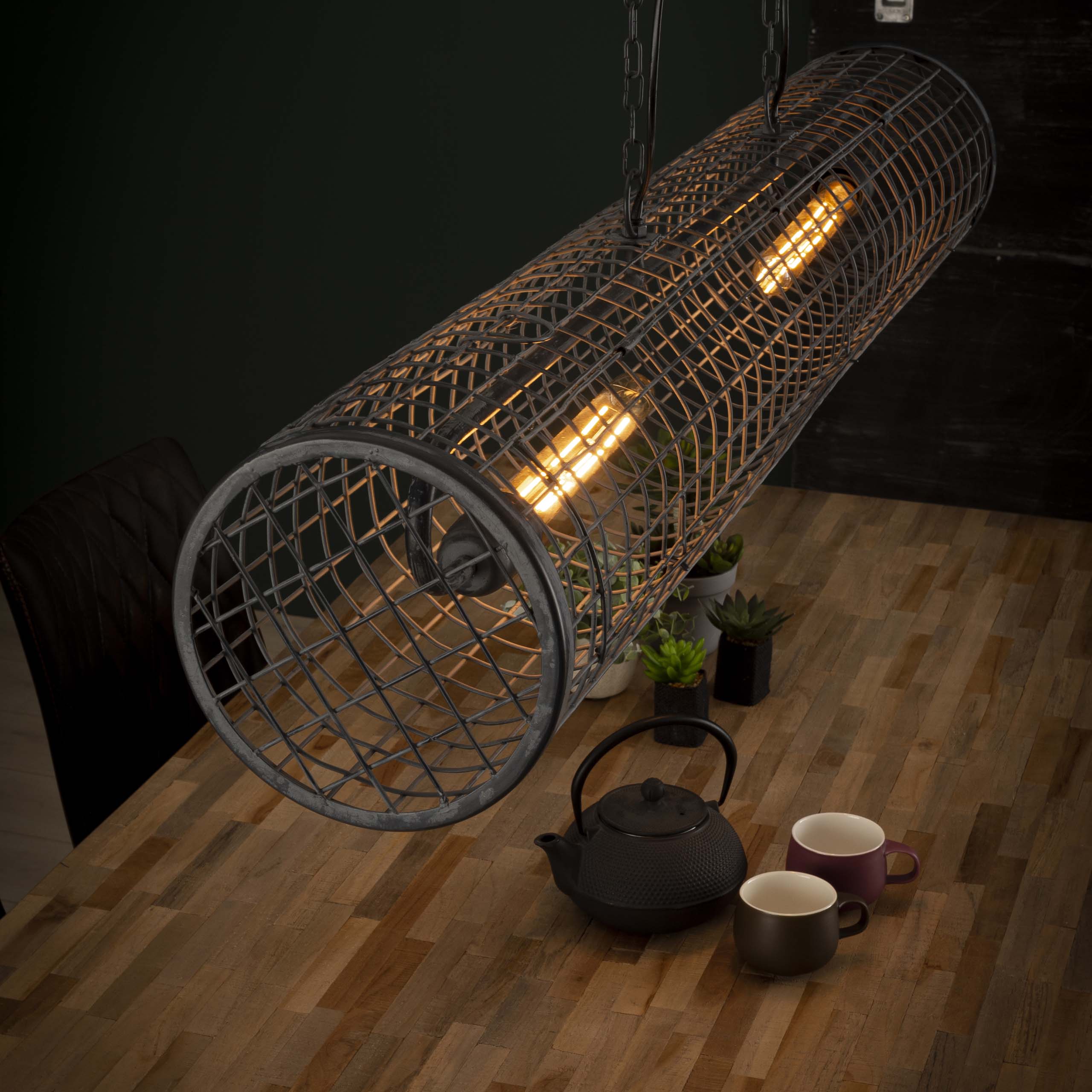 Pendant Lamp "Velanis" – Cylindrical Lamp in Industrial Wire Design