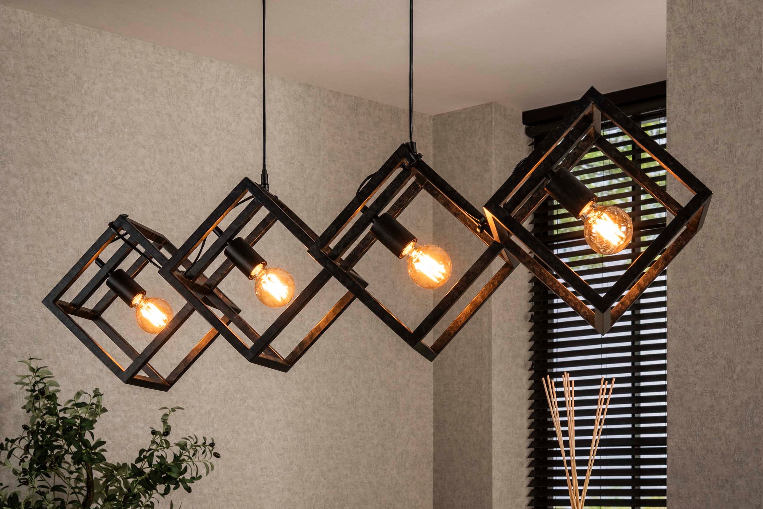 Pendant Light "Orlis" – 4 Lights Arranged in Cube Design in Anthracite