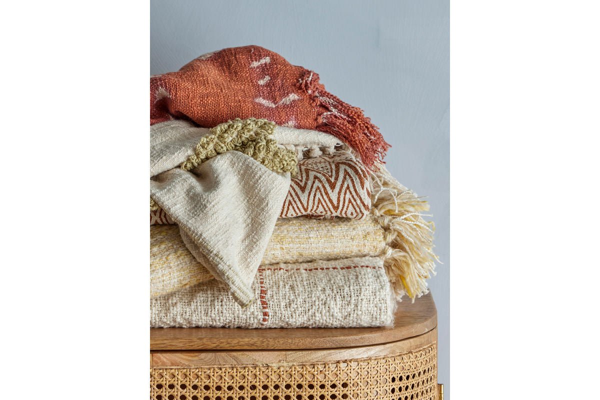 Tegen Bedspread – Soft Natural Tones with Fringes