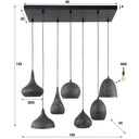 Pendelleuchte "Lioris – Mit 7 individuellen Lampenschirmen aus Metall in Schwarz-Bronze
