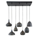 Pendelleuchte "Lioris – Mit 7 individuellen Lampenschirmen aus Metall in Schwarz-Bronze