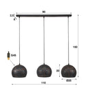 Pendant light "Veloria - With 3 perforated spherical metal shades in Black-Bronze