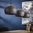 Pendant light "Veloria - With 3 perforated spherical metal shades in Black-Bronze