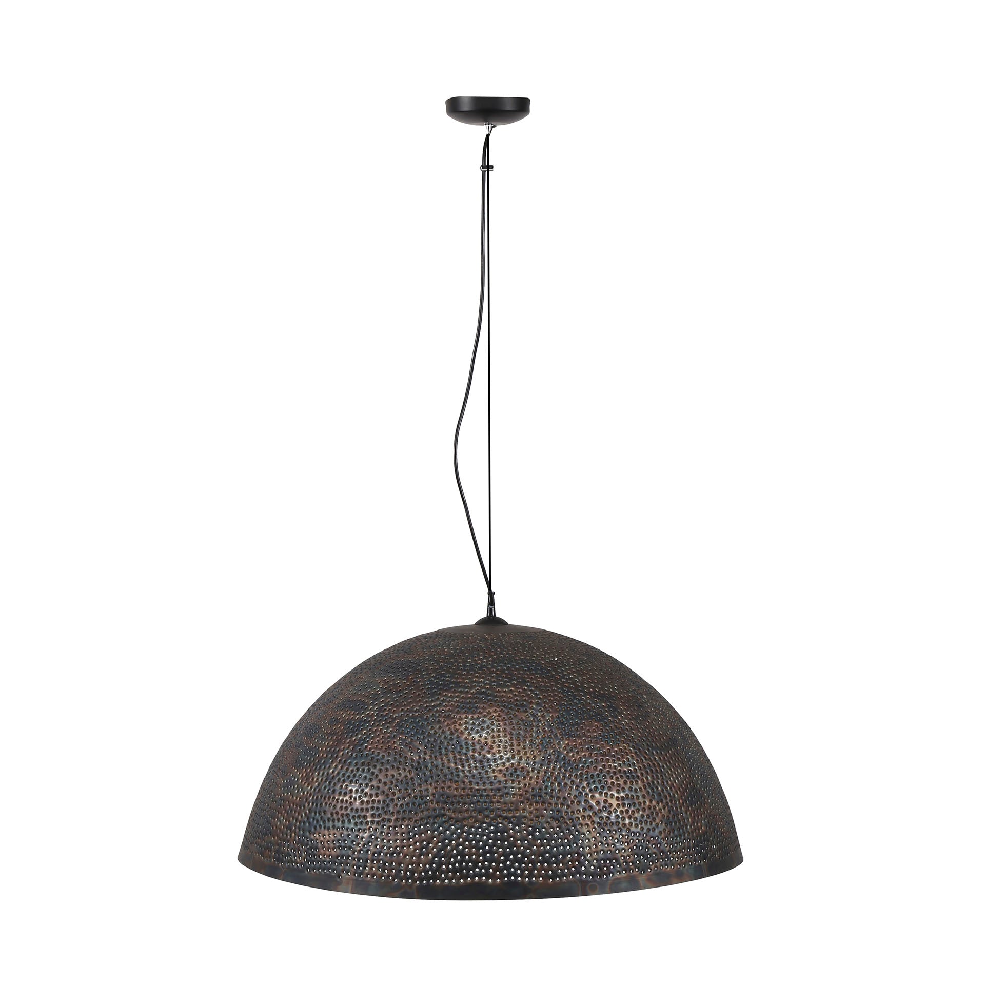 Pendant Lamp "Astryn" – Large, Perforated Metal Lampshade in Black-Bronze