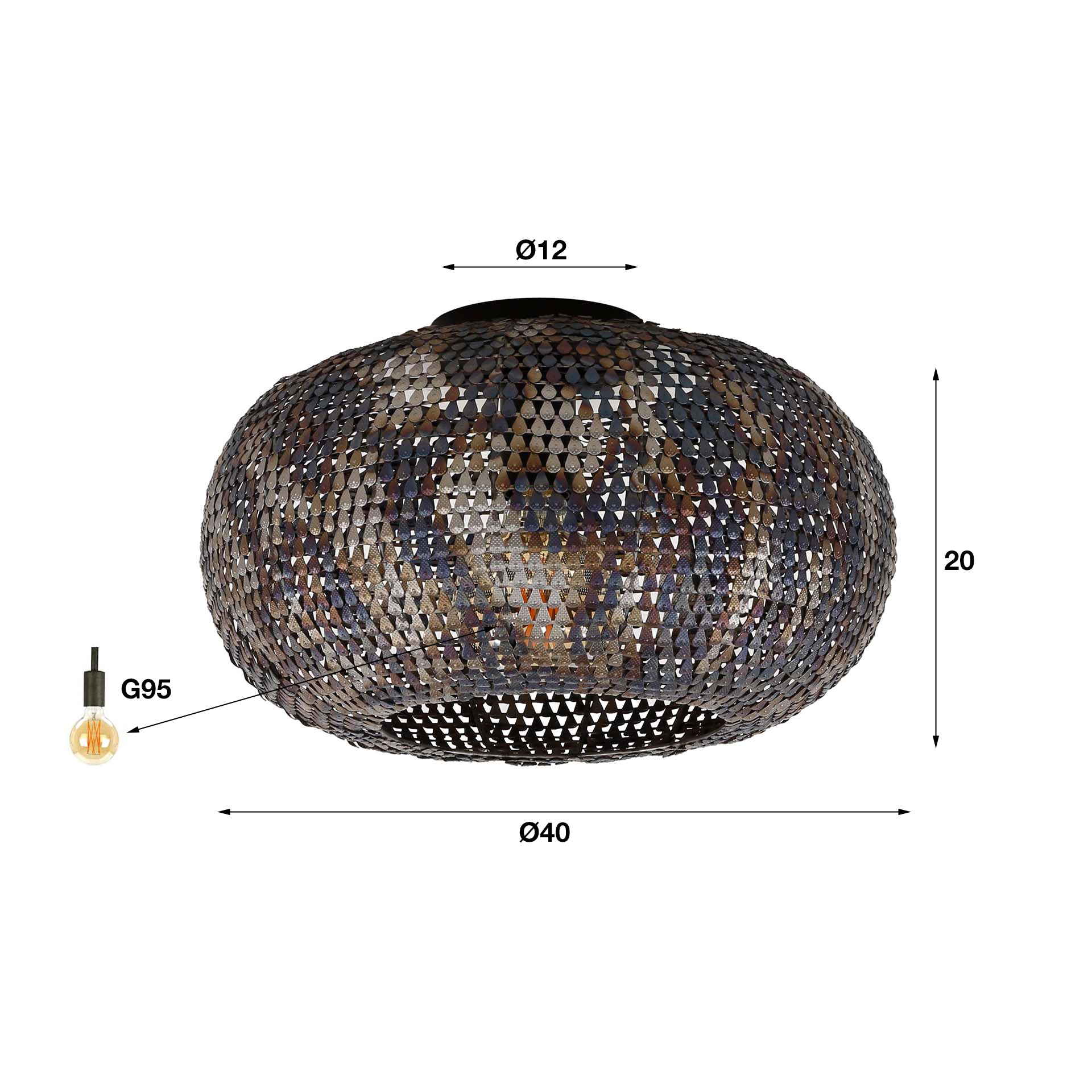 Ceiling light "Ferox" – Metal lamp in dark brown-black