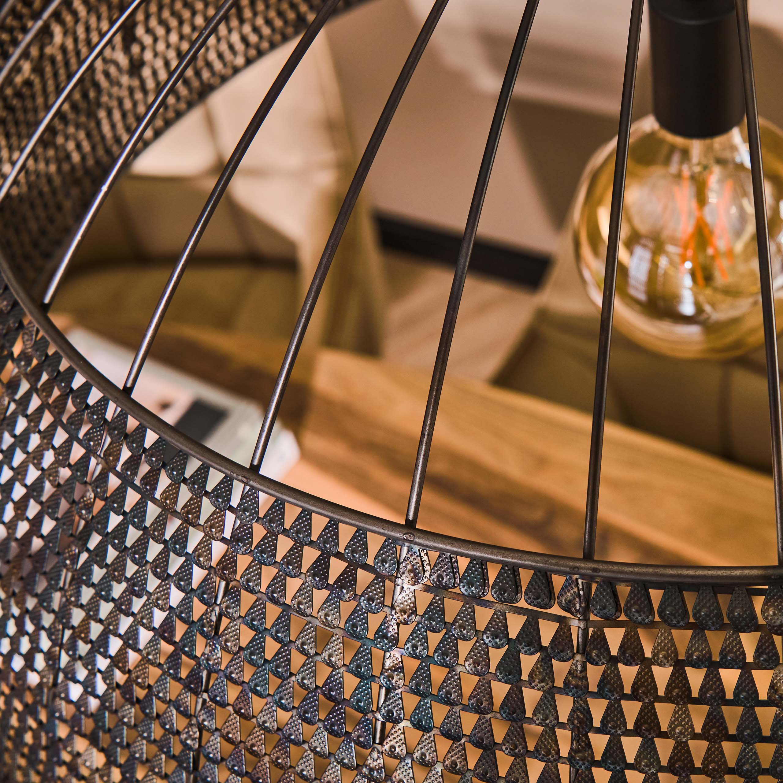 Pendant Lamp "Satoria" – Handcrafted Half-Round Metal Lampshade in Black-Bronze