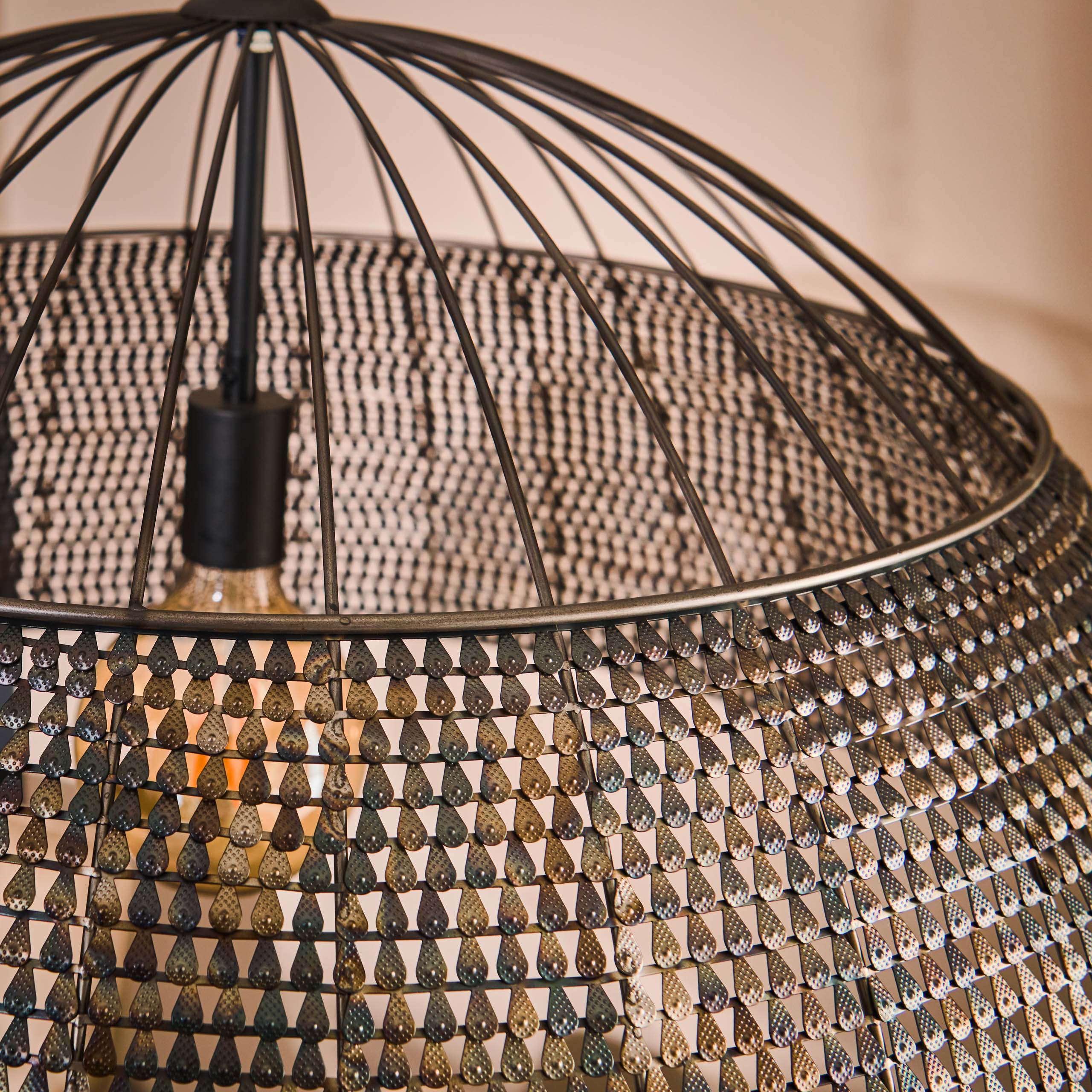 Pendant Lamp "Satoria" – Handcrafted Half-Round Metal Lampshade in Black-Bronze