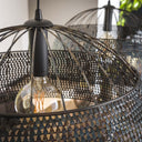 Pendelleuchte "Aurelion – Mit 2 handgefertigten, halbrunden Lampenschirmen aus Metall in Schwarz-Bronze