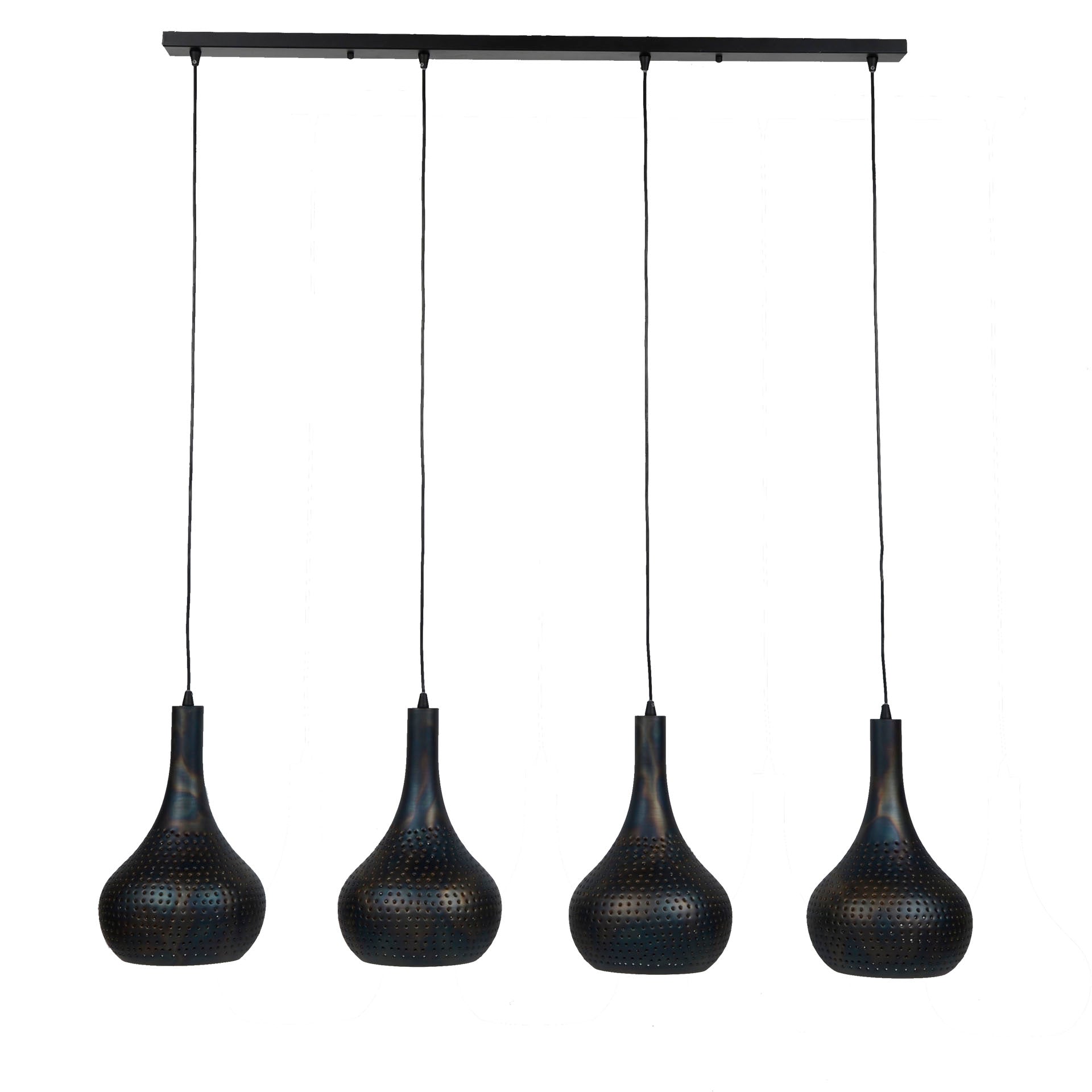 Pendant Lamp "Celora" – With 4 Conically Shaped Lampshades in Dark Brown