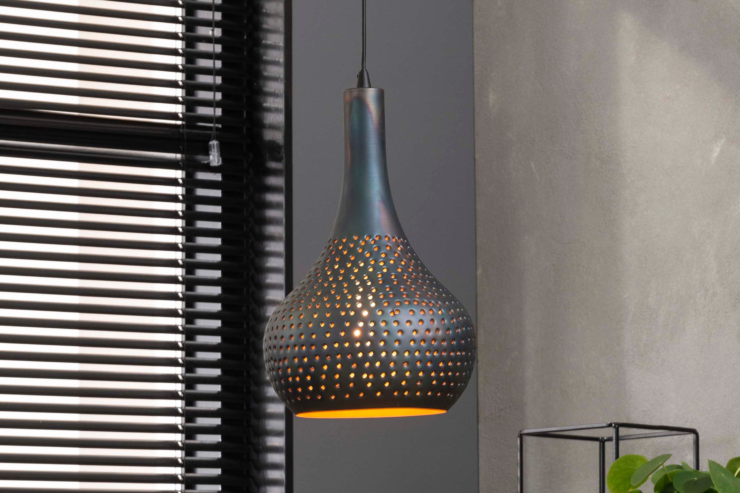 Pendant Lamp "Nolira" – Conically Shaped, Hand-Perforated Lampshade in Dark Brown
