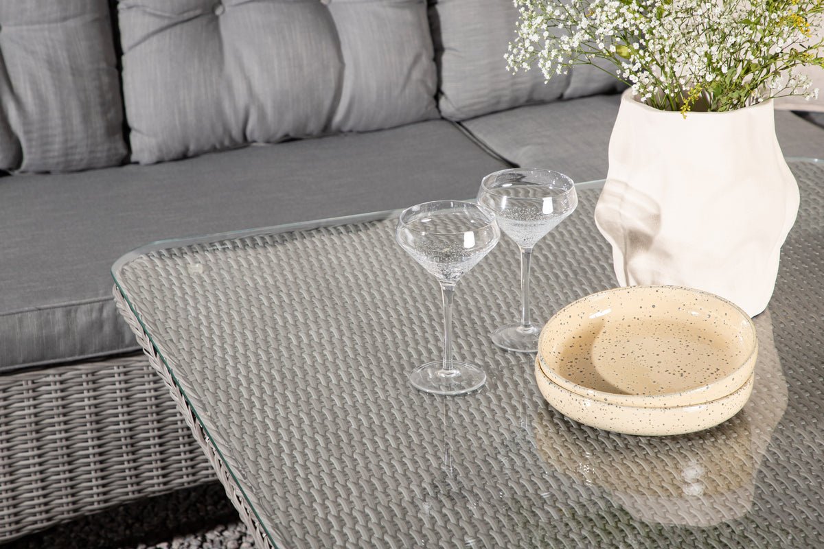 Garden Lounge Set Samui – made of Aluminum & Polyrattan with Glass Coffee Table