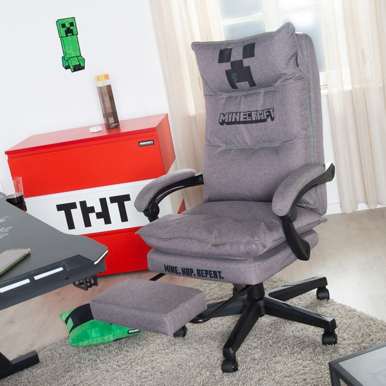 Minecraft Gaming Chair "Builder" – with Leg Rest, Rocking Mechanism & Comfort Padding