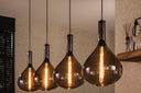 Pendant lamp Noira – Smoke glass shades in Arctic Black (4-light)