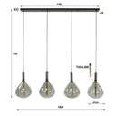 Pendant lamp Noira – Smoke glass shades in Arctic Black (4-light)