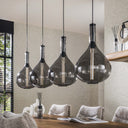 Pendant lamp Noira – Smoke glass shades in Arctic Black (4-light)