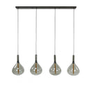 Pendant lamp Noira – Smoke glass shades in Arctic Black (4-light)