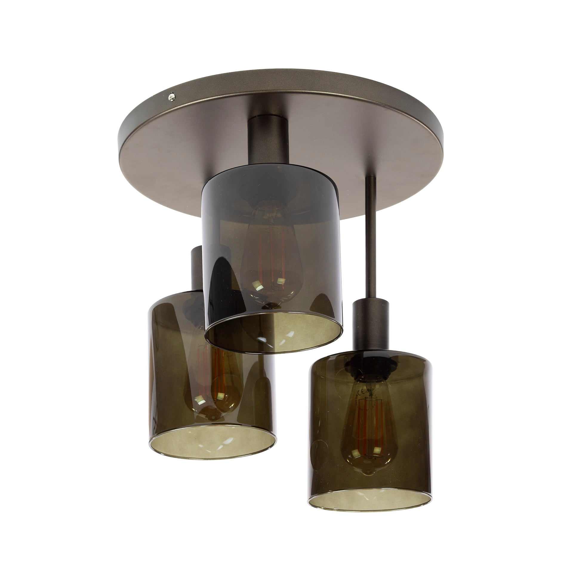 Ceiling light "Seravo" – metal lamp in brown with glass shades