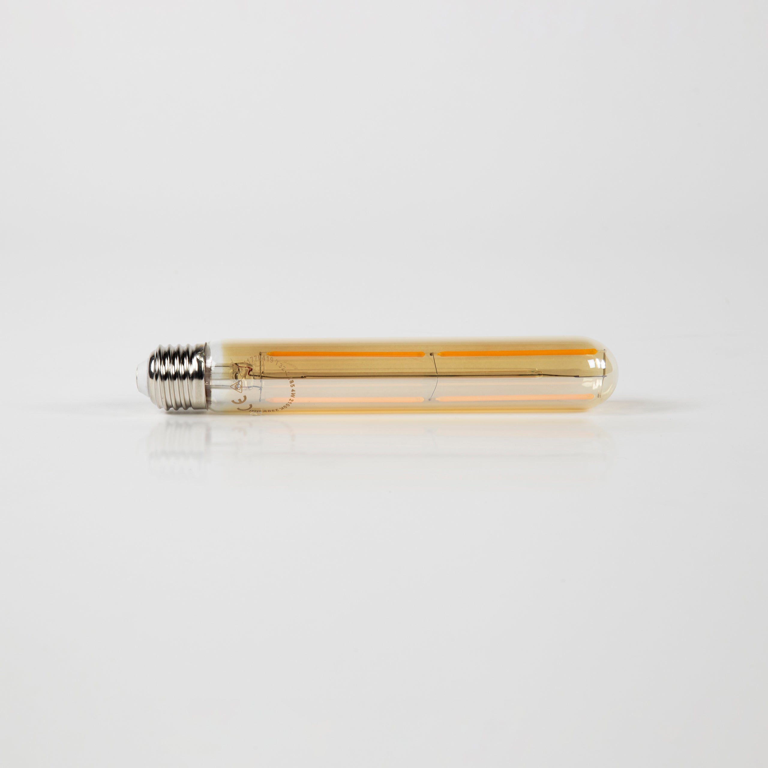 LED-Glühlampe Tavio – T32-E27 in Röhrenform mit amberfarbenem Glas