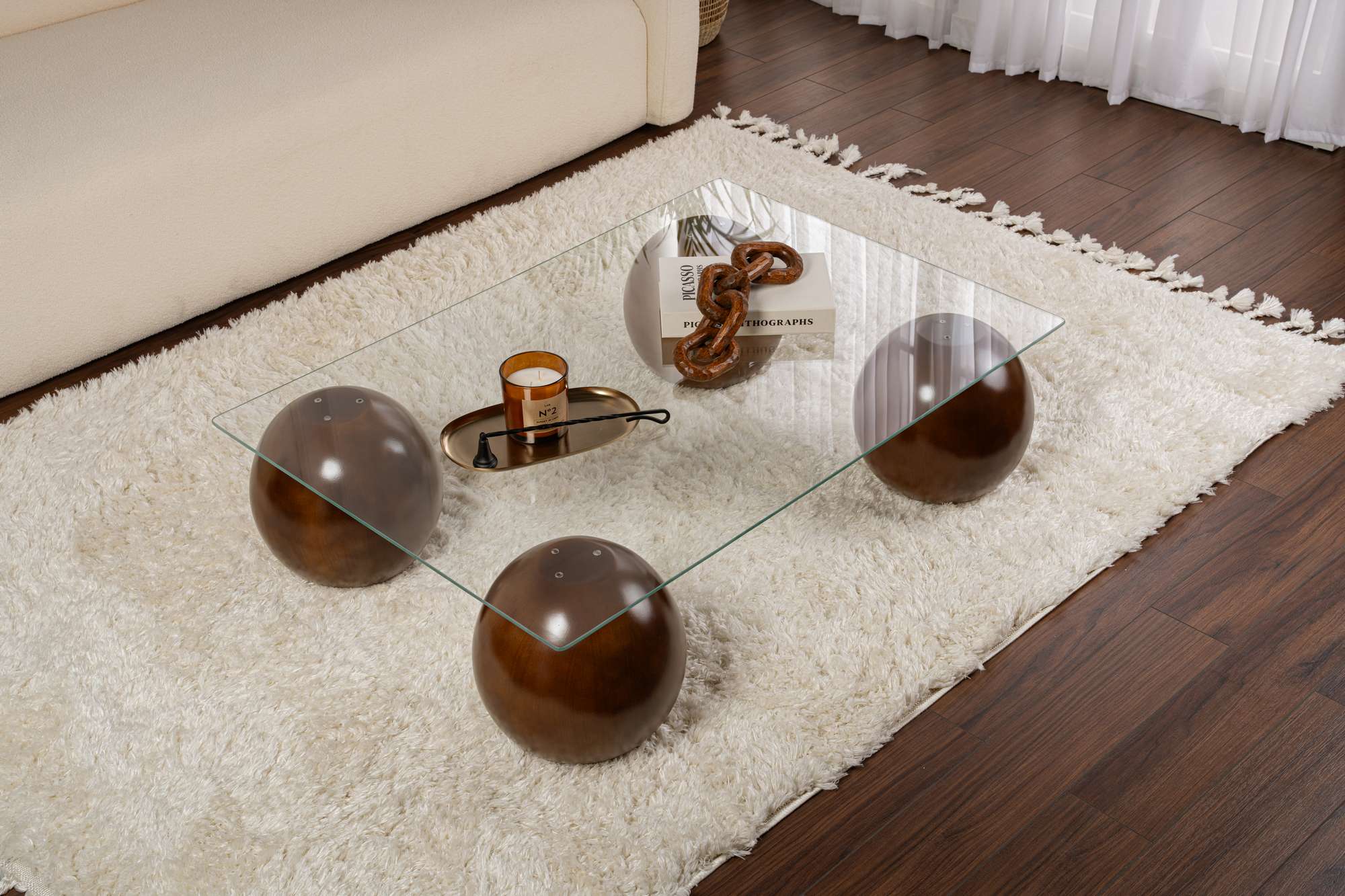 Coffee Table Pavello - with Rectangular, Tempered Glass Tabletop
