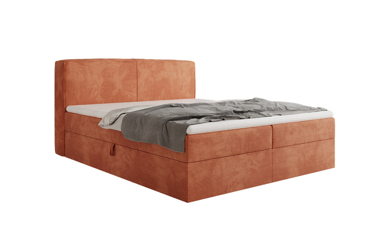 Box spring bed Marea in Corduroy with storage space