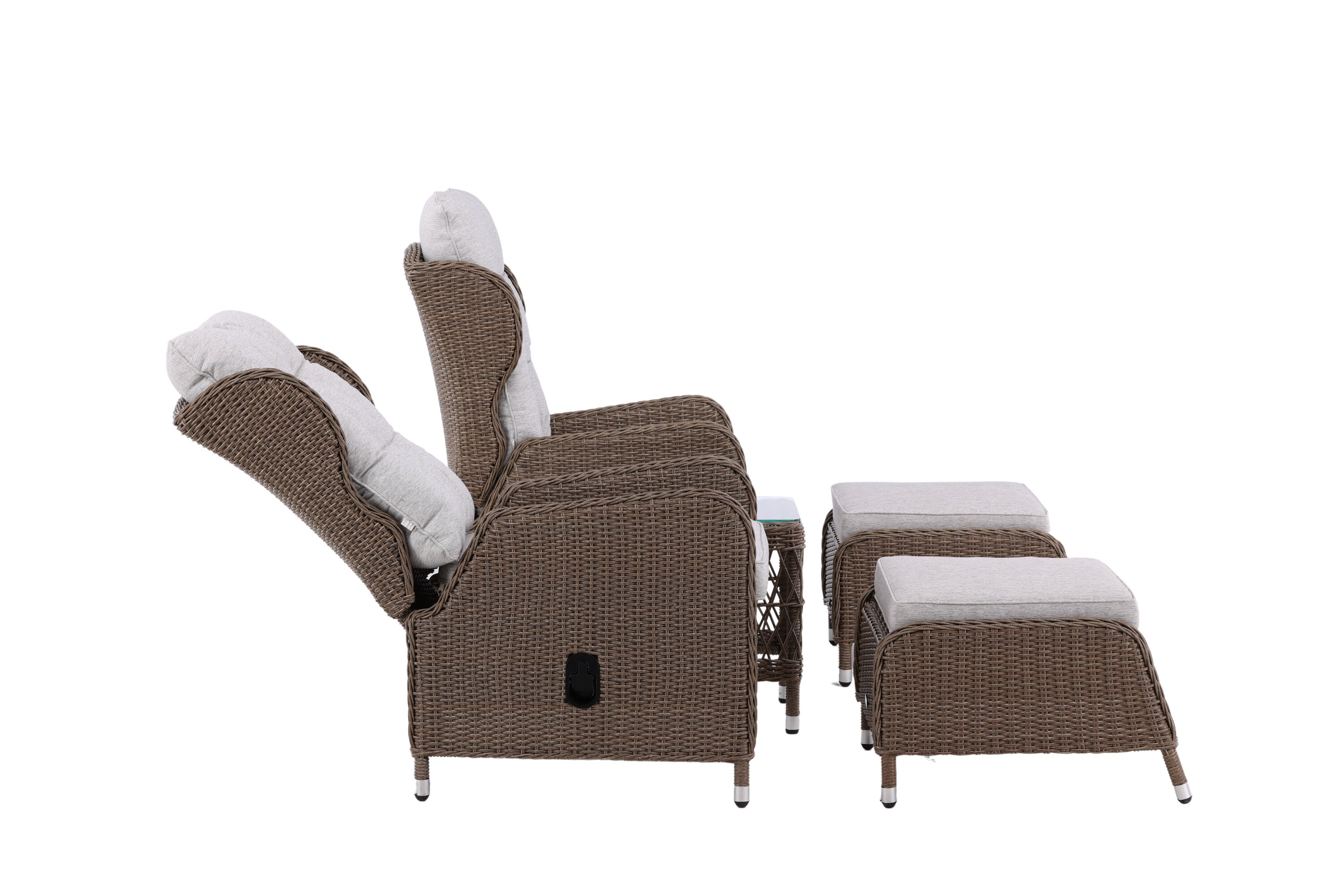 Garten Loungeset Lenox - in Natur mit verstellbarer Rückenlehne