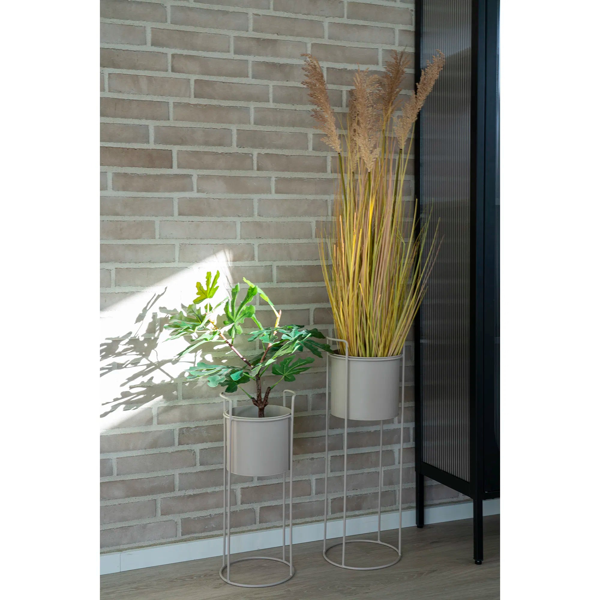 Flowerpot "Salentino" – Sand-colored Steel Look in a Set of 2