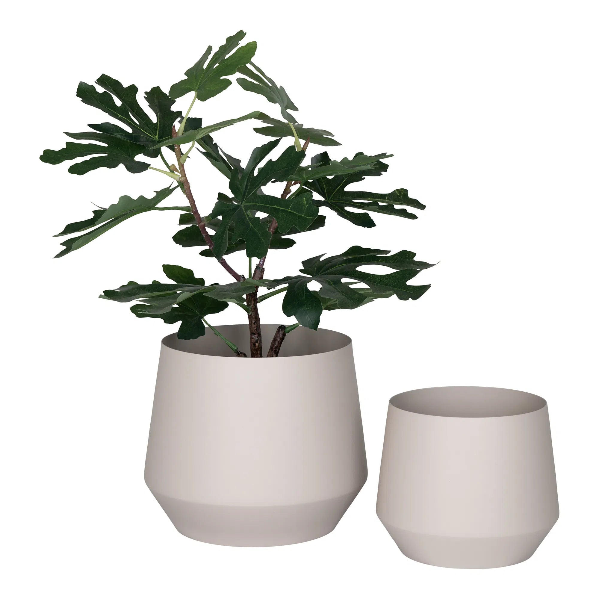 Flowerpot "Trofa" – Sand-colored steel look in a set of 2