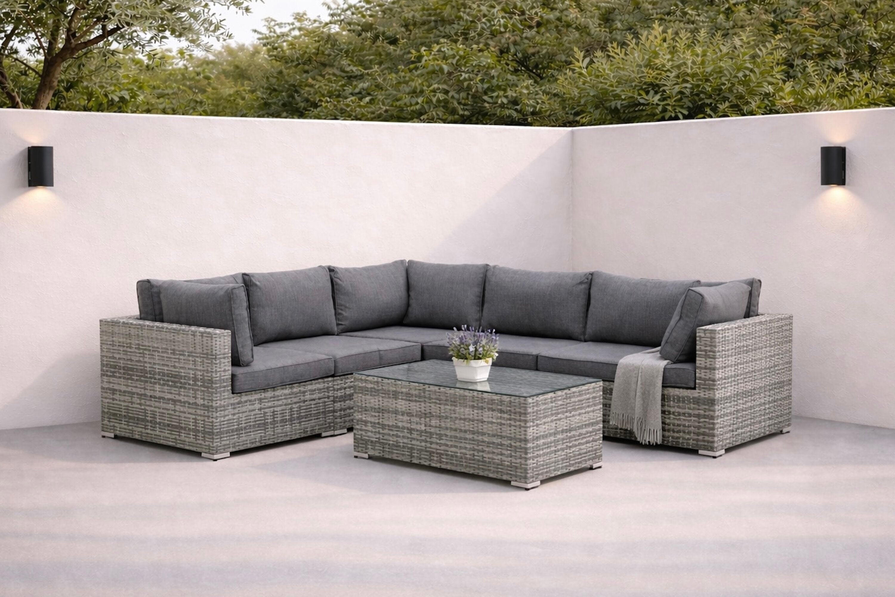 Garden Lounge Set Panther - available in 3 colors made of synthetic rattan