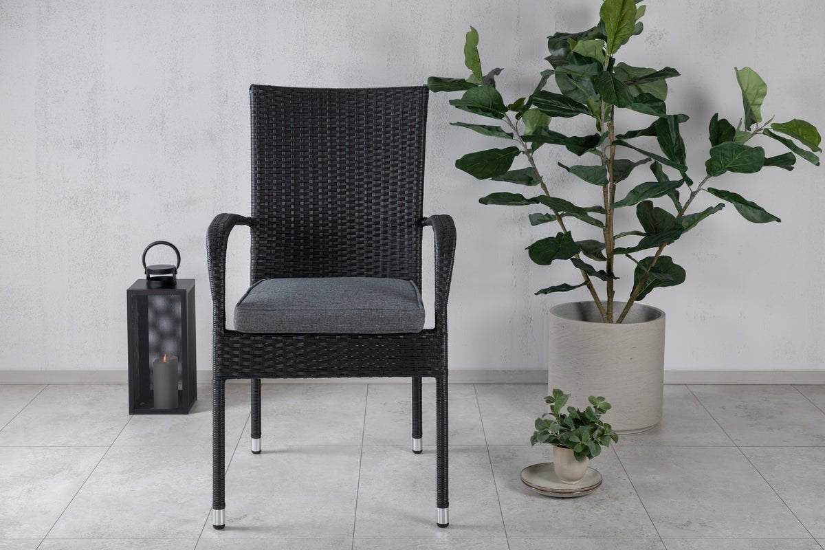 2-piece set - garden chair Emma made of rattan in Black, Gray